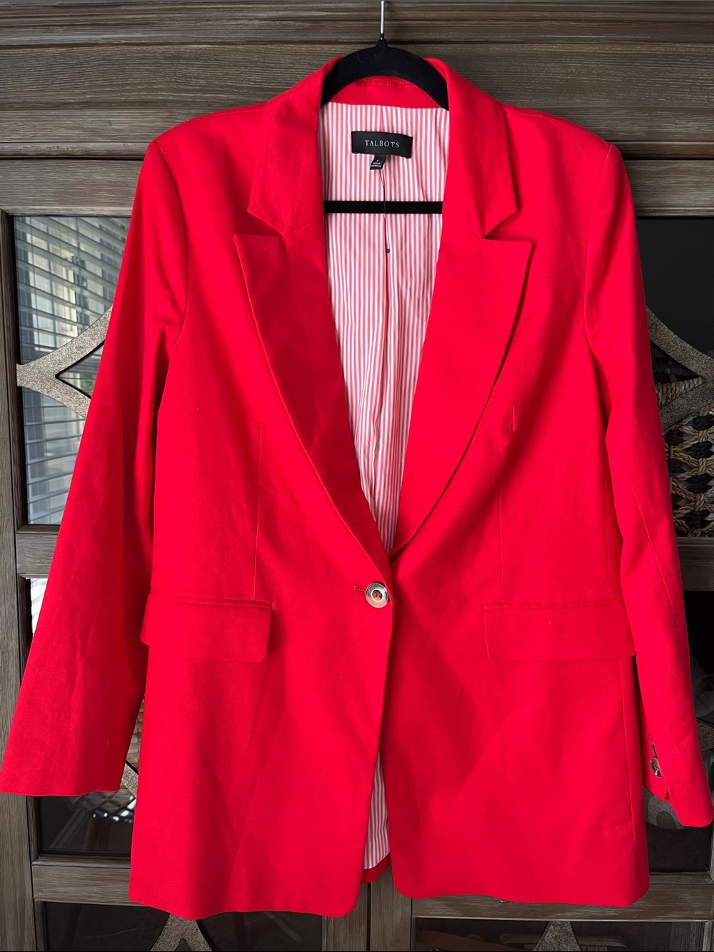 Talbots Bold Tomato Red NWOT Single-Button Women's Blazer cotton/linen blend